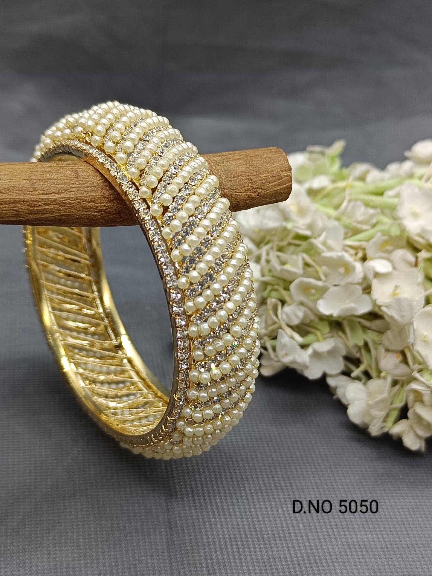 Beutifull pearl Golden Bangles Sku 5050