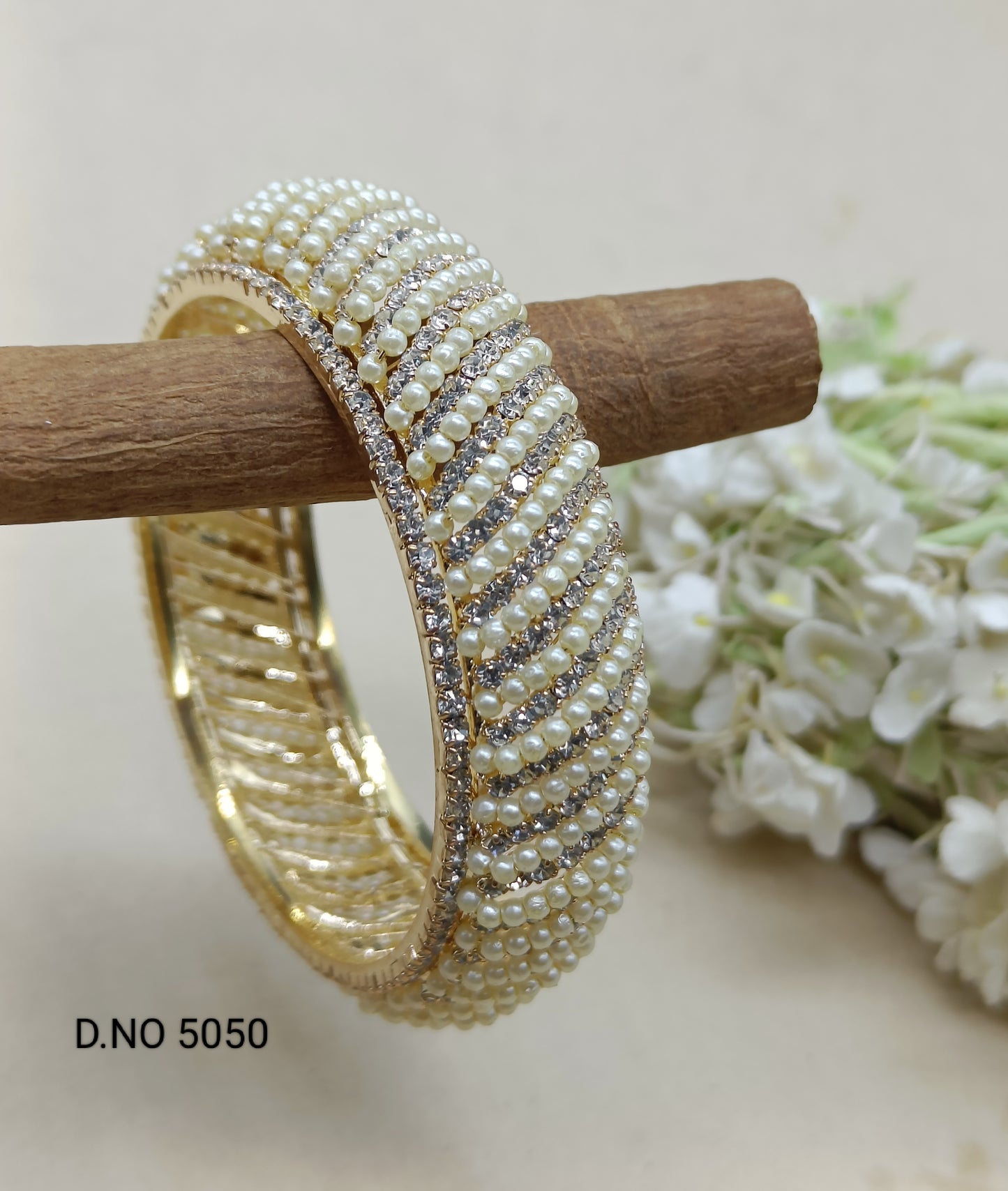 Beutifull pearl Golden Bangles Sku 5050