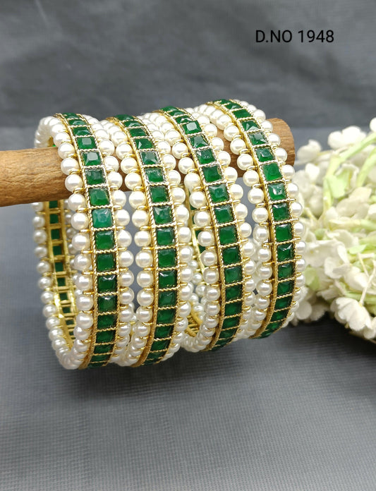 Pearl Polki Bangles Sku- 1948 F3 - rchiecreation