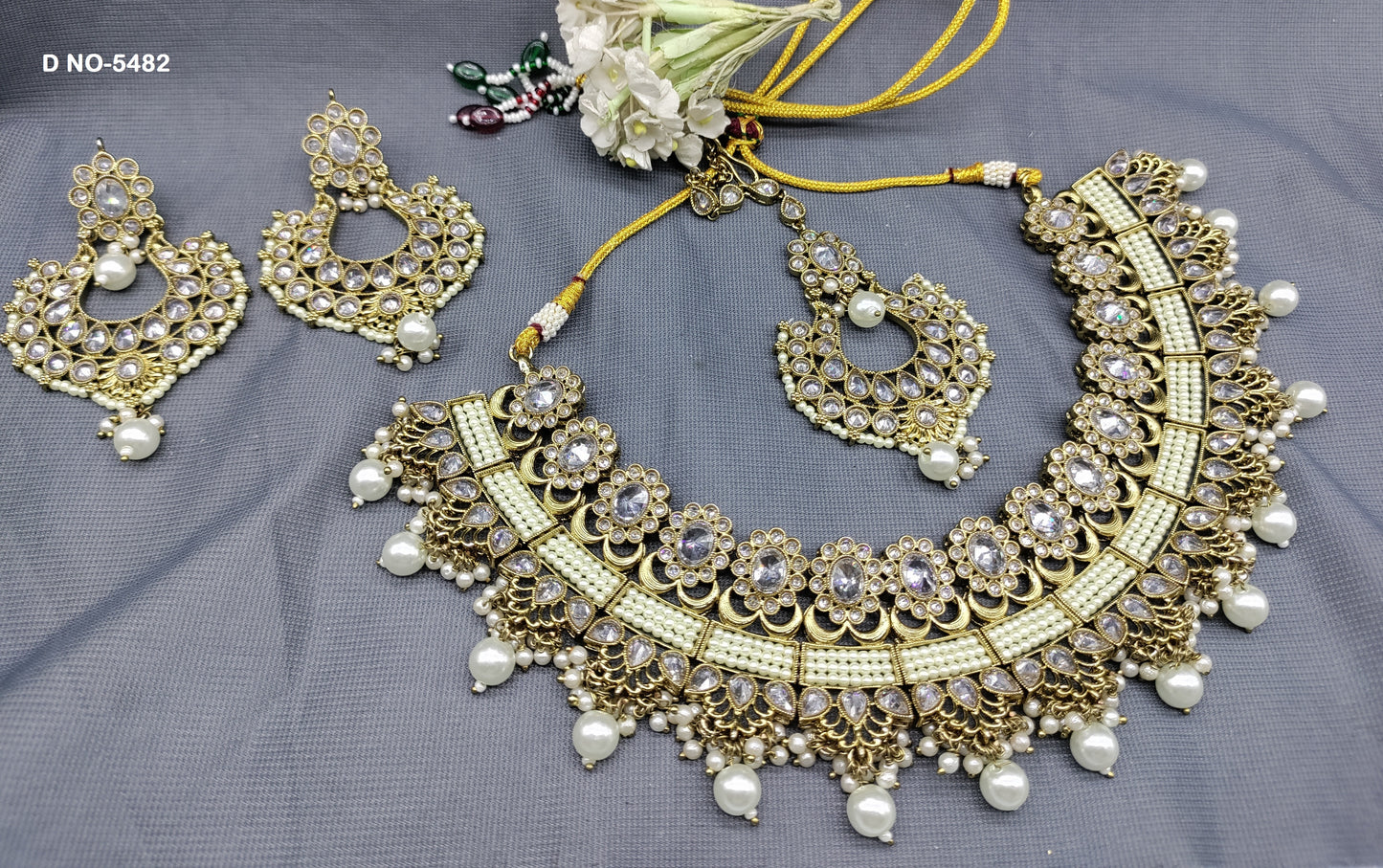 Polki Necklace Mehndi Set Sku-5482 B1 rchiecreation