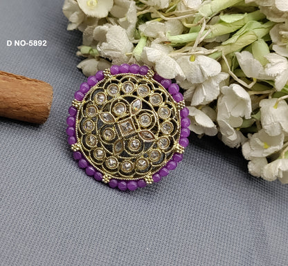 Polki Mehandi Finger Ring SKU -5892 rchiecreation