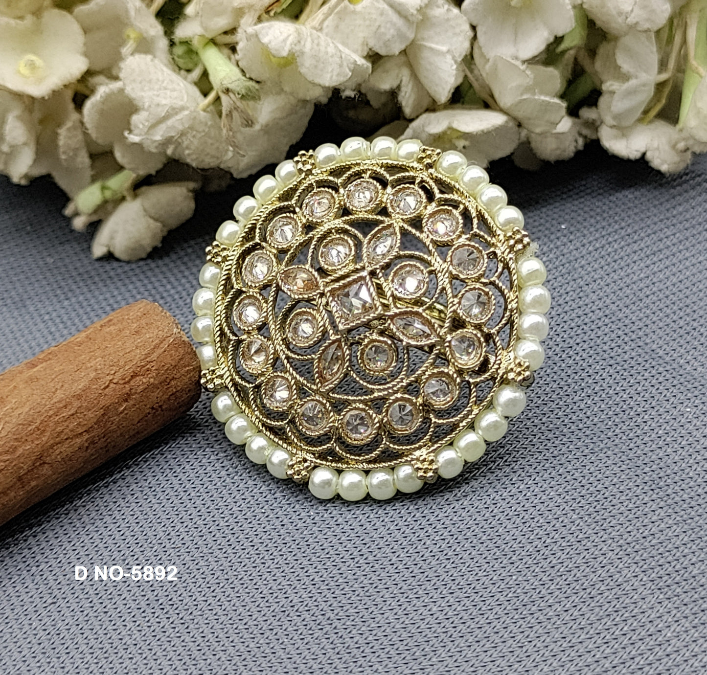 Polki Mehandi Finger Ring SKU -5892 rchiecreation