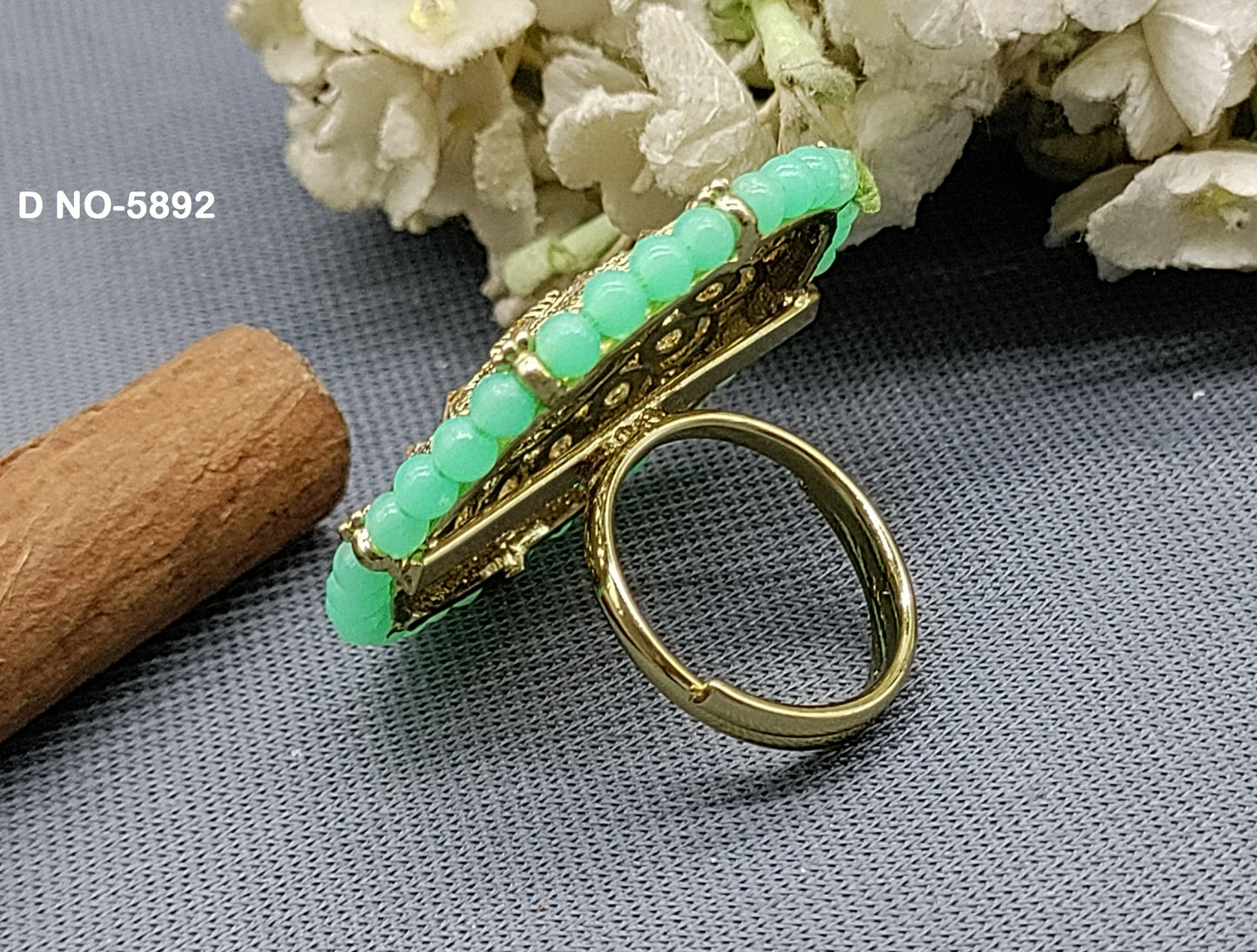 Polki Mehandi Finger Ring SKU -5892 rchiecreation