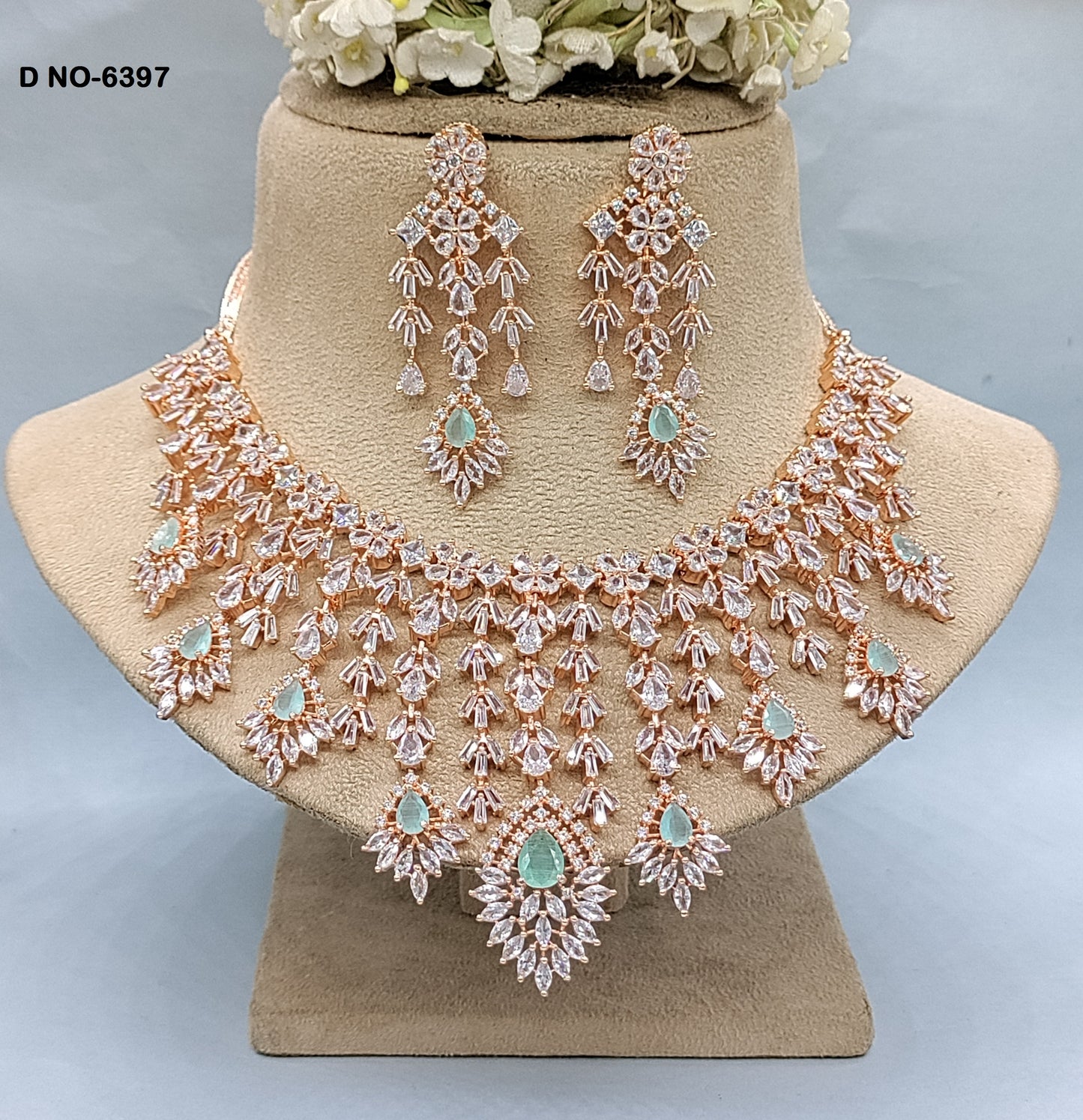 American Diamond Rose gold Necklace Sku-6397 rchiecreation