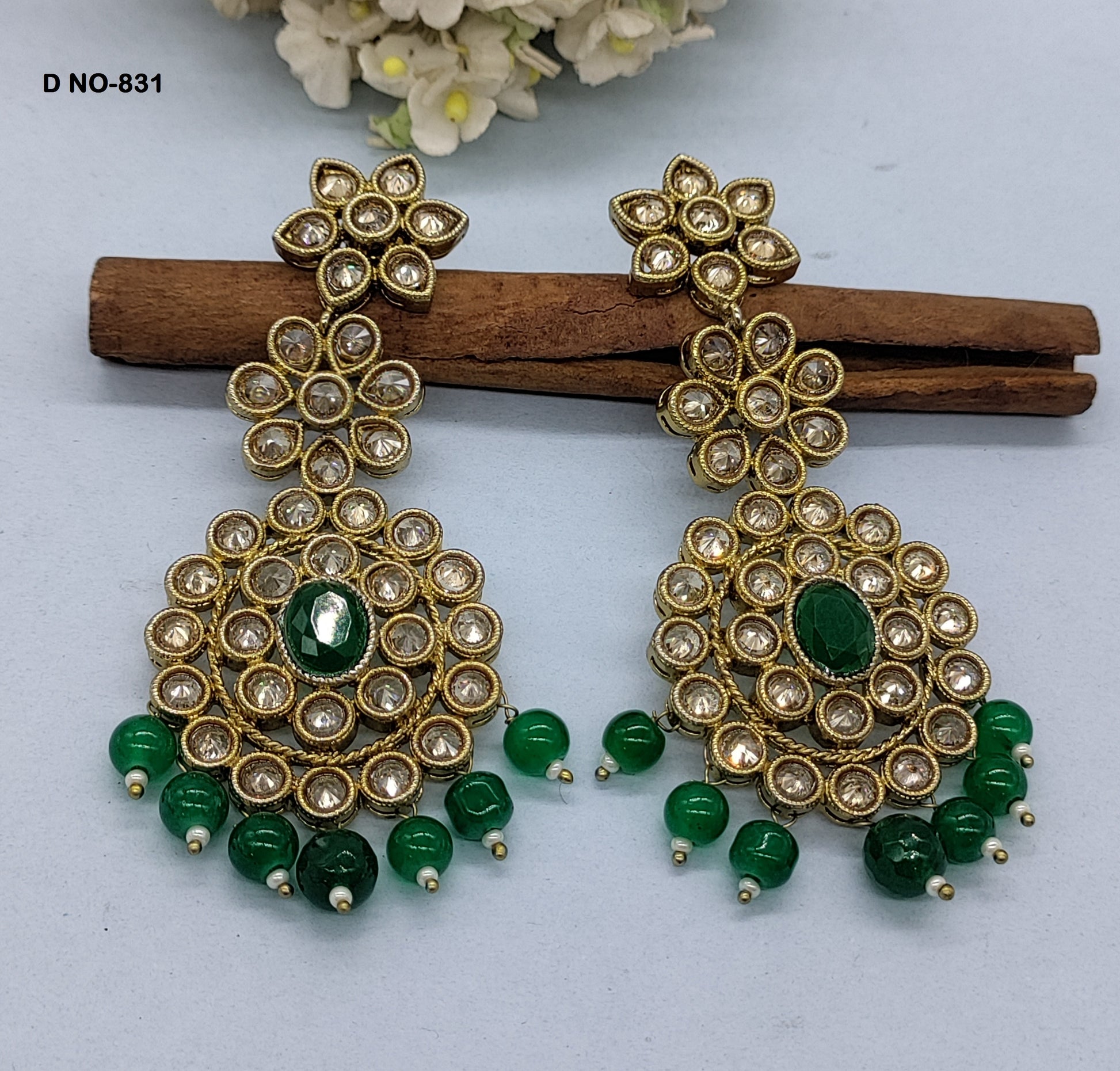 Mehandi Polki Earring Sku-831 rchiecreation