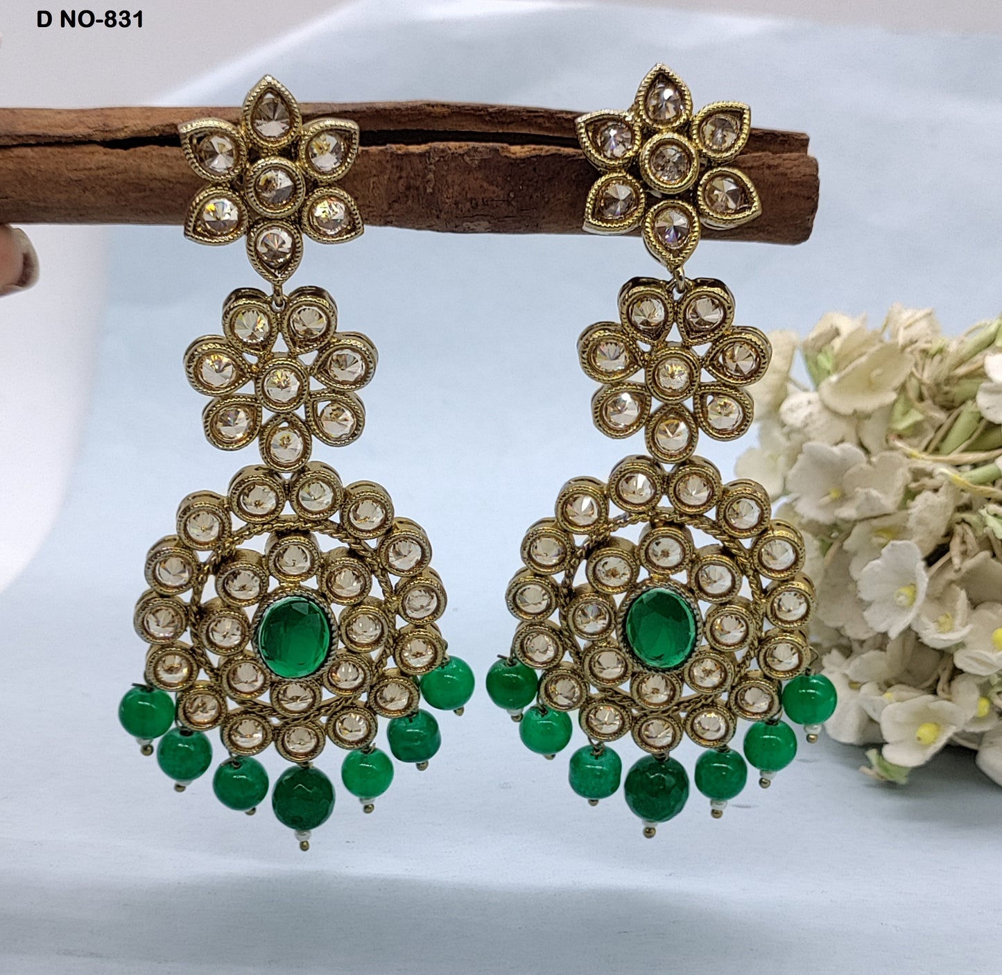 Mehandi Polki Earring Sku-831 rchiecreation