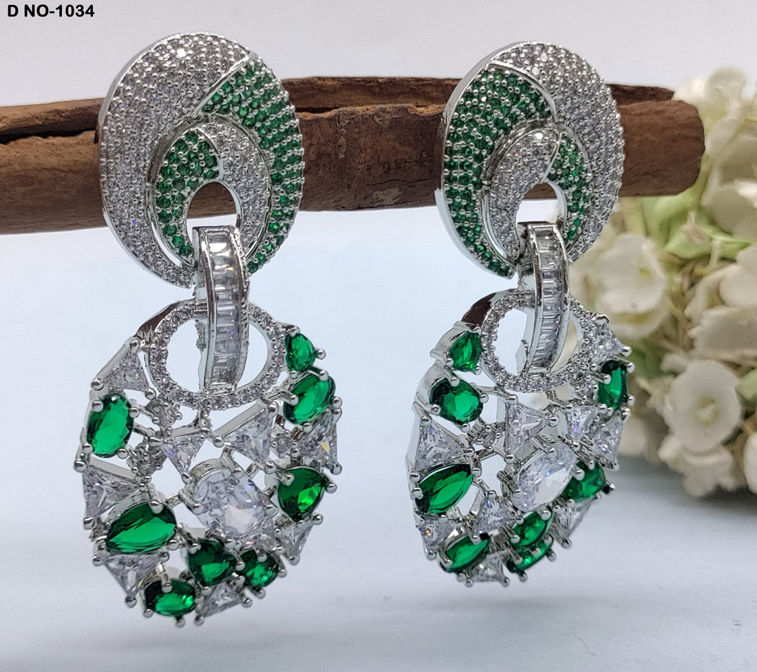 CZ American Diamond Earrings Sku-1034 rchiecreation