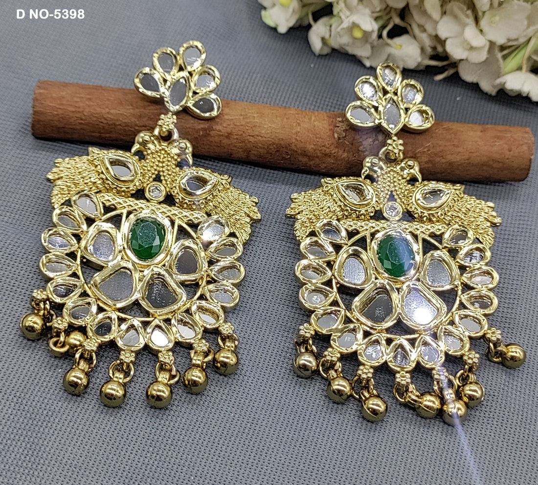 Mehandi Kundan Mirror Earring -5398 rchiecreation