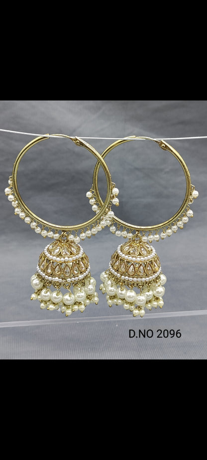 Polki Mehandi Hoop Bali Jhumki Earring Sku 2096 rchiecreation