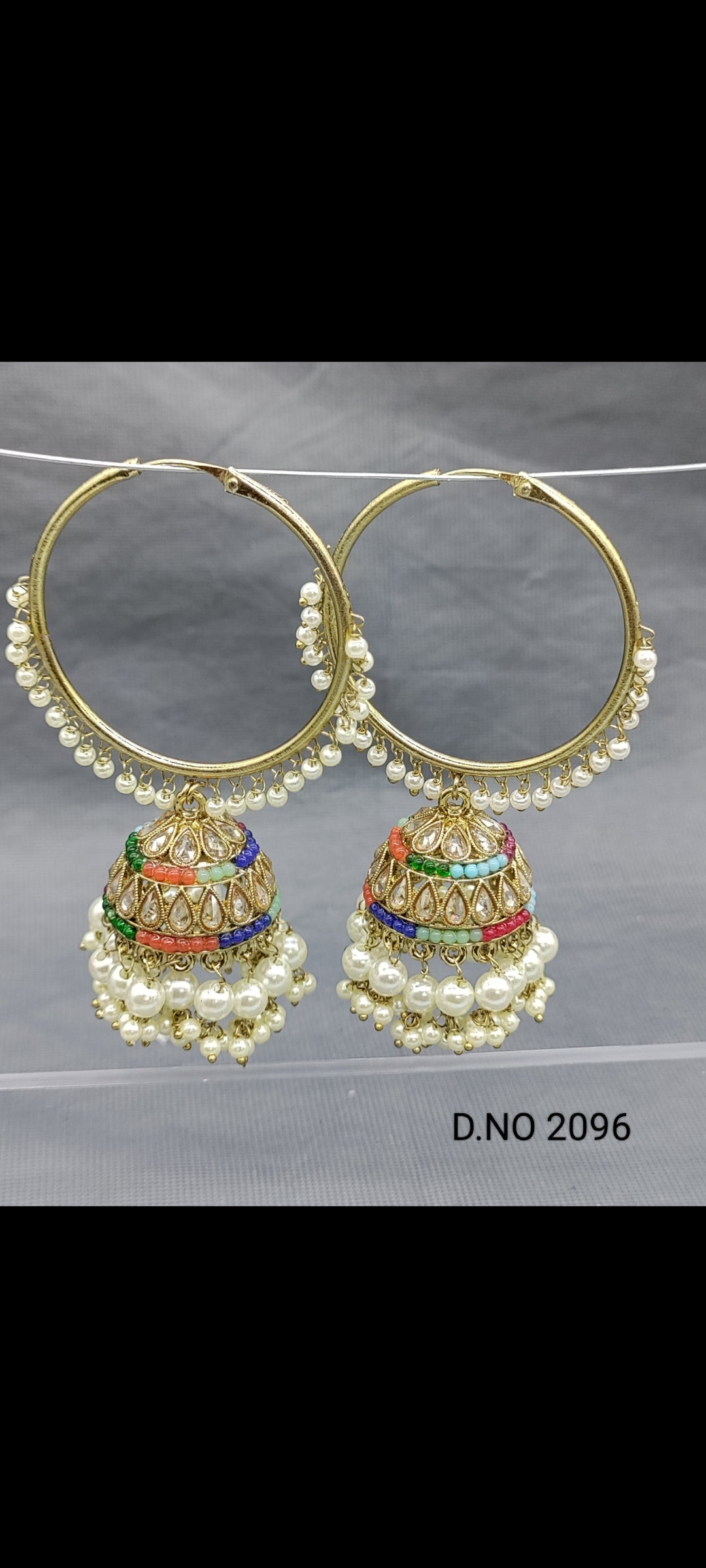 Polki Mehandi Hoop Bali Jhumki Earring Sku 2096 rchiecreation