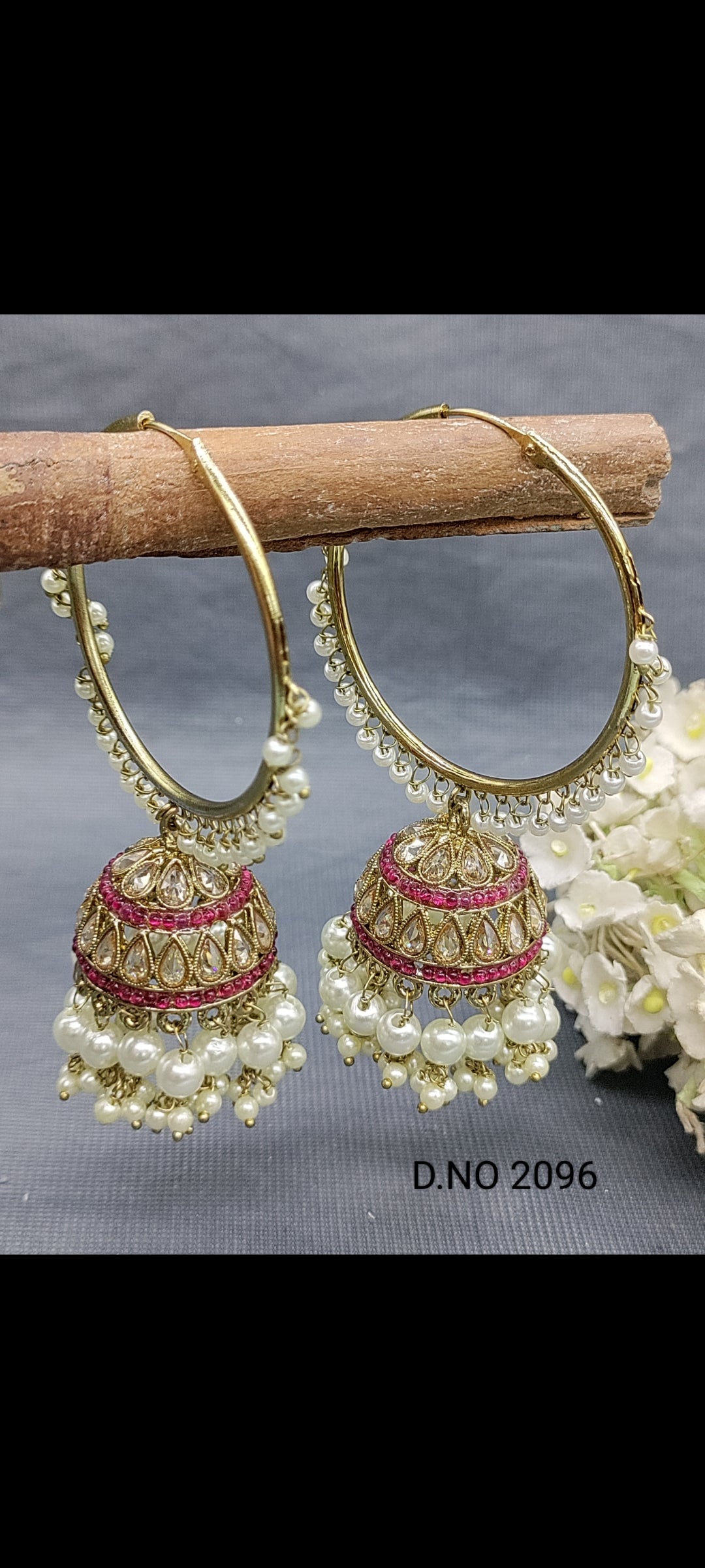 Polki Mehandi Hoop Bali Jhumki Earring Sku 2096 rchiecreation