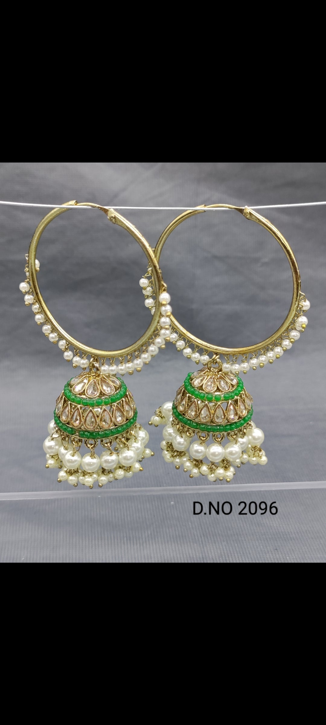 Polki Mehandi Hoop Bali Jhumki Earring Sku 2096 rchiecreation