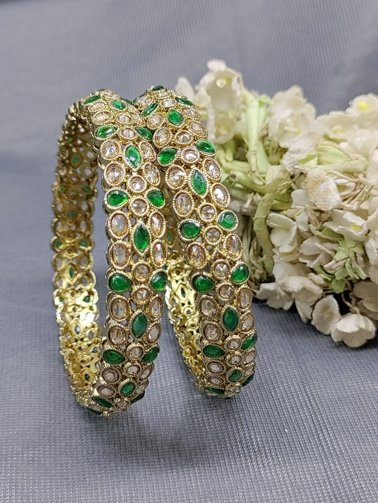 Mehandi Green Polki Bangle SKU-3167 rchiecreation