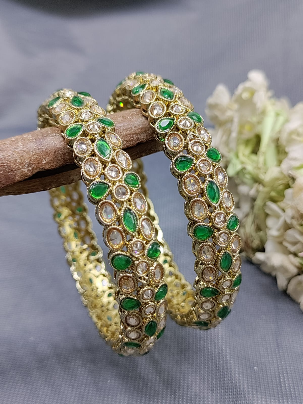 Mehandi Green Polki Bangle SKU-3167 rchiecreation