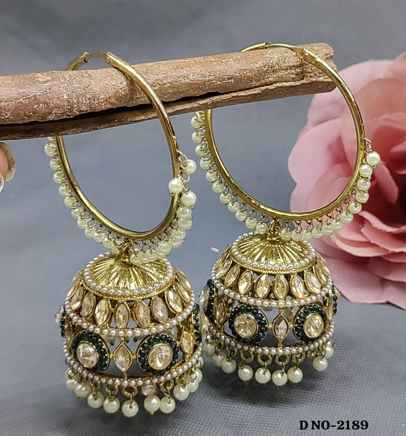 Mehandi Hoop Zhumki Bali Earing SKU-2189 rchiecreation