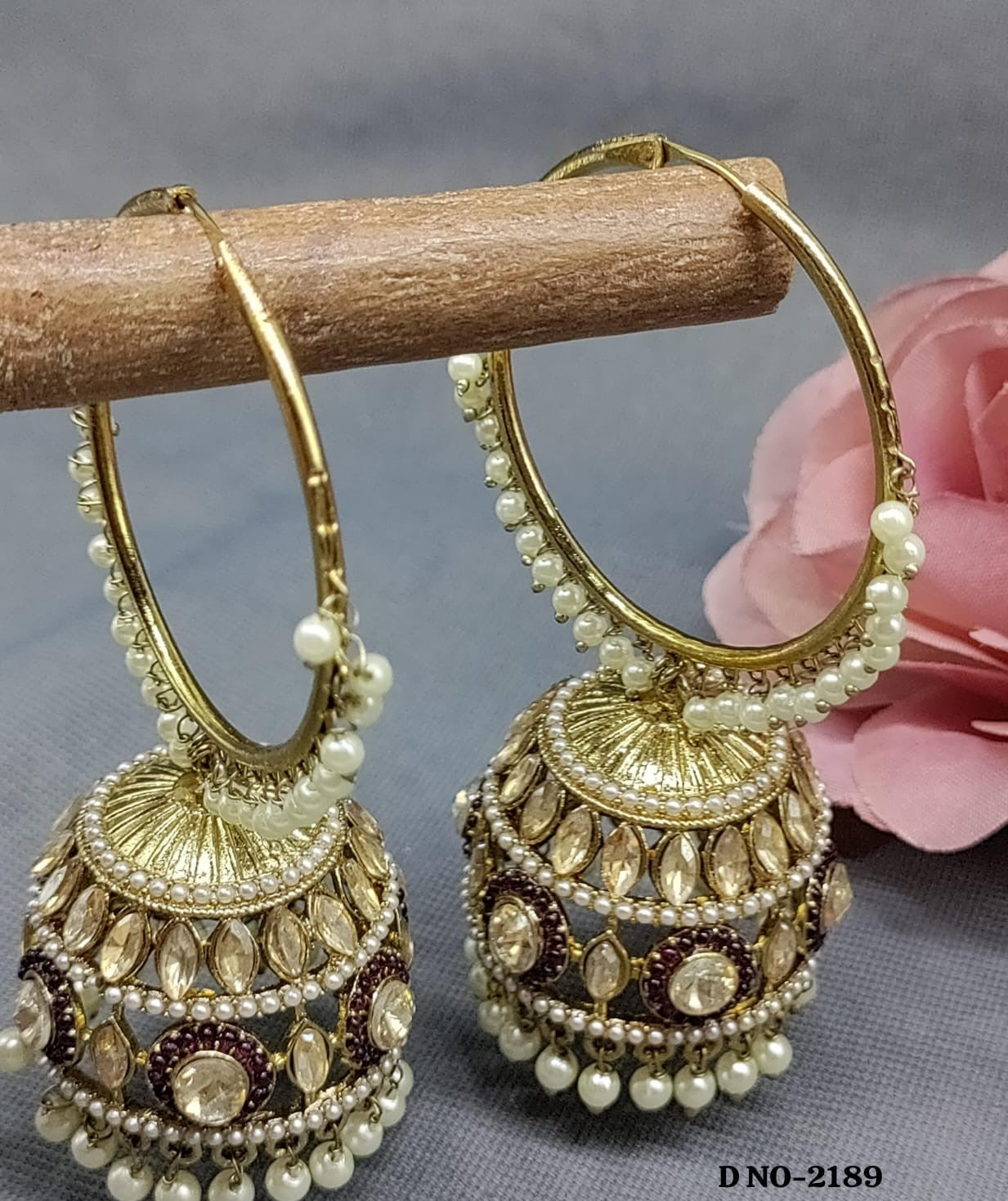 Mehandi Hoop Zhumki Bali Earing SKU-2189 rchiecreation