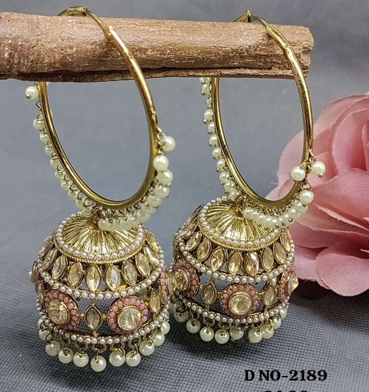 Mehandi Hoop Zhumki Bali Earing SKU-2189 rchiecreation