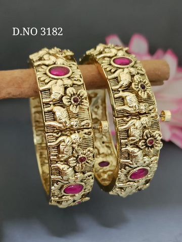 Antique Golden Openable Bangle SKU 3182 D-2