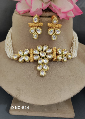 Golden Kundan Necklace SKU 524 D-4