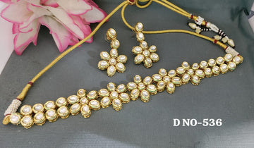 Golden Kundan Necklace Set sku 536 D-4