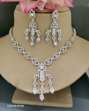 Cz Ad Rodium Necklace Sku AN 278 SR C-3