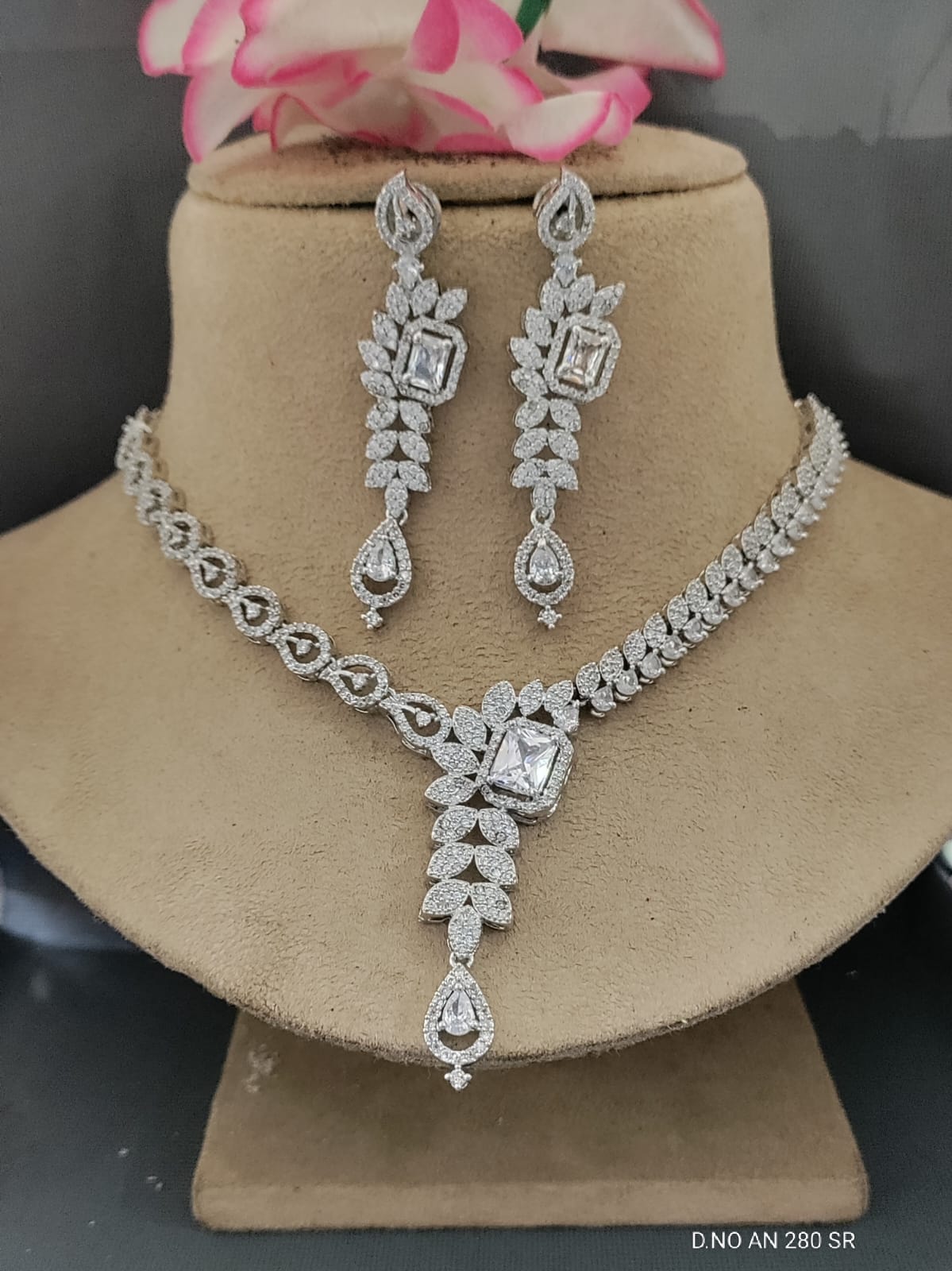 Cz Ad Rodium Necklace Sku AN 280 SR/C-3