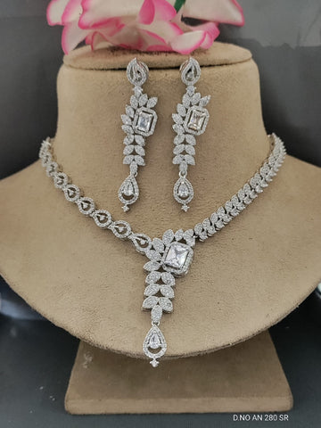 Cz Ad Rodium Necklace Sku AN 280 SR/C-3