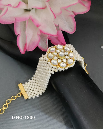 Golden Pacchi Kundan Bracelet SKU-1200