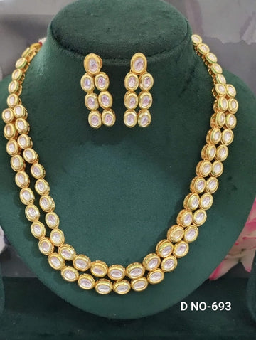 Golden Kundan Necklace SKU-693 D-4