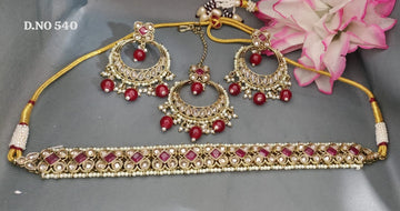 Mehandi Polki Necklace Set Sku 540 B-6