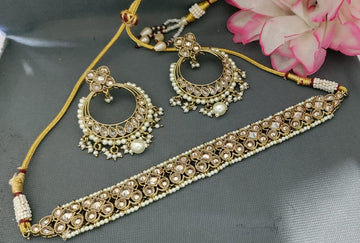 Mehandi Polki Necklace Set Sku 540 B-6