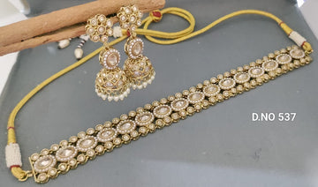 Polki Mehandi chokar Necklace Set SKU 537 B-7