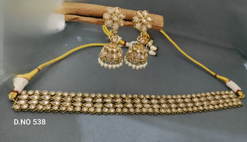 Polki Mehandi chokar Necklace Set SKU 538 B-7