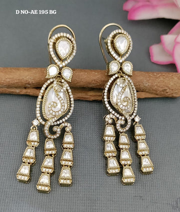 Mehandi CZ Mossinaite kundan Earring SKU-AE 195 BG/C-9