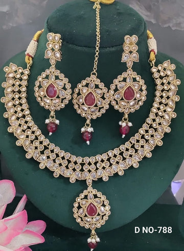 Mehandi Polki  Necklace Set SKU 788 B-2