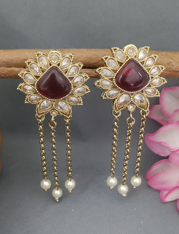 Mehandi Polki Kashmiri  Earrings Sku 2262 D3