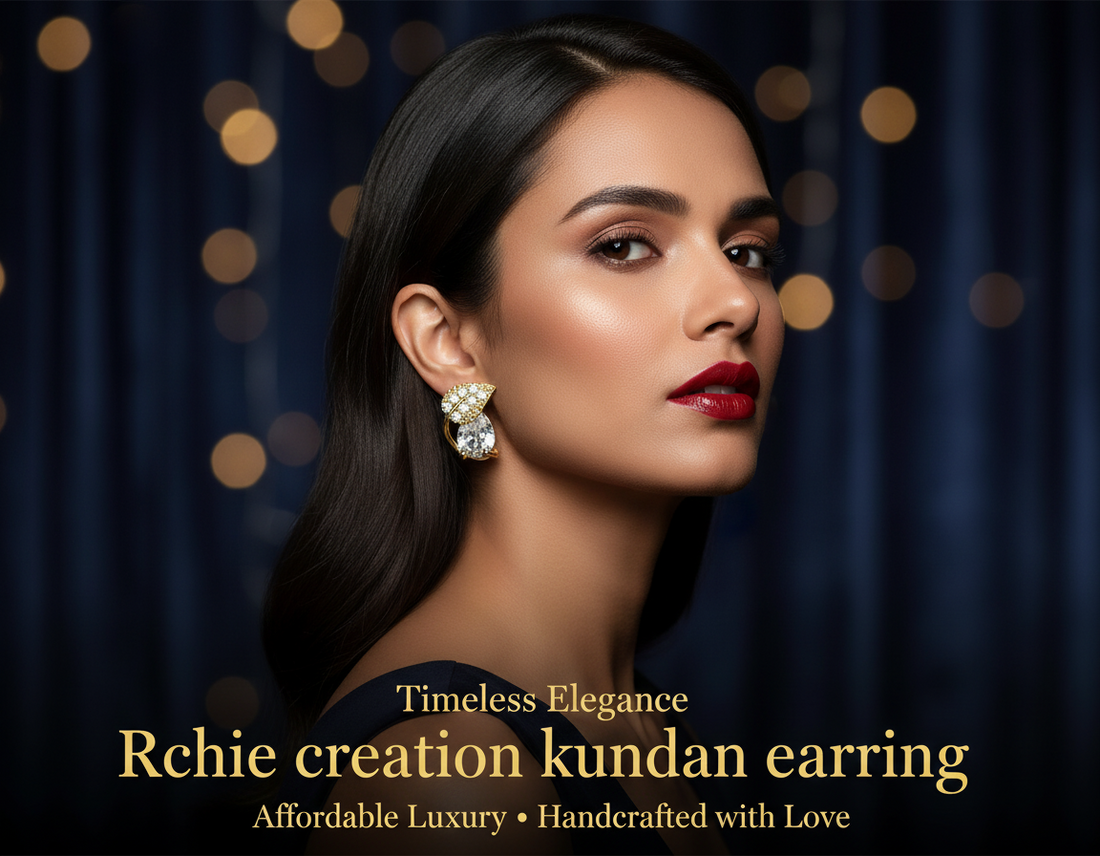 Cz Ad Golden Tops & Stud Earrings Sku KN 5059 RO/C-1