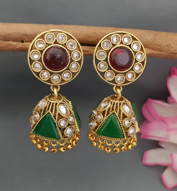 Golden Polki Zhumki Earing SKU-RC.258