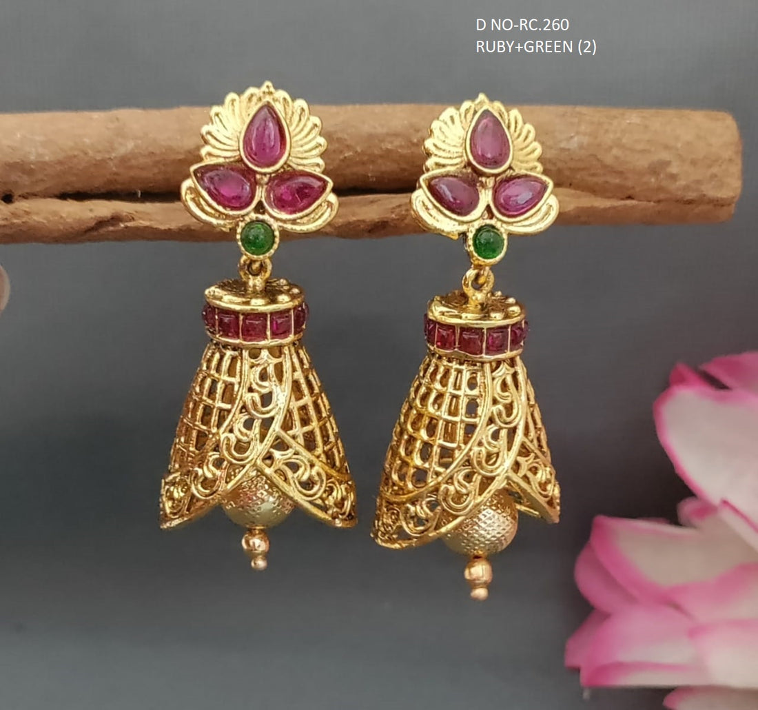 Golden Polki Zhumki Earing SKU-RC.260 D3