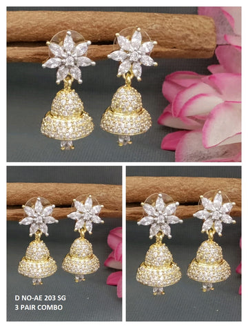 Cz Ad two Tone  Jhumki Earring SKU -AE 203 SG/C-1