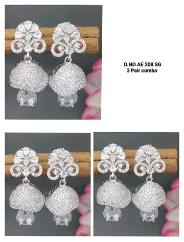Cz Ad Rodium Combo Earrings Sku AE 208 SG