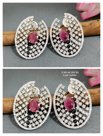 Cz Ad Rodium Combo Earrings Sku AE 209 SG