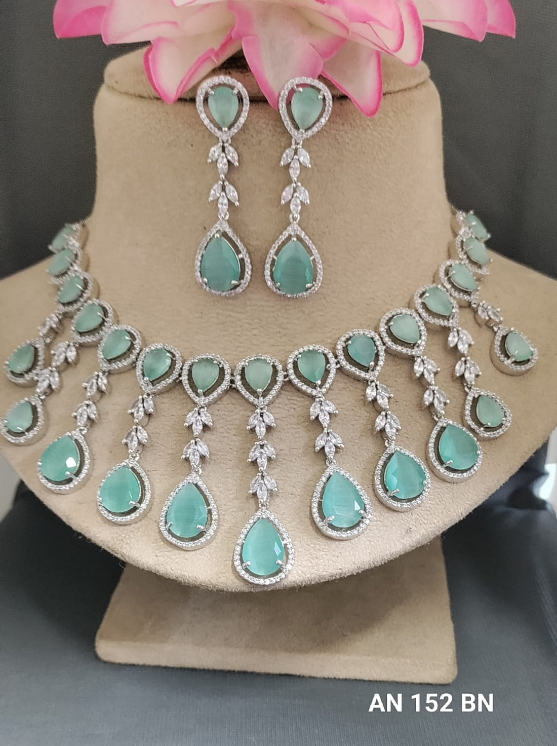 American Diamond Necklace Rodium SKU-AN 152 BN /C3