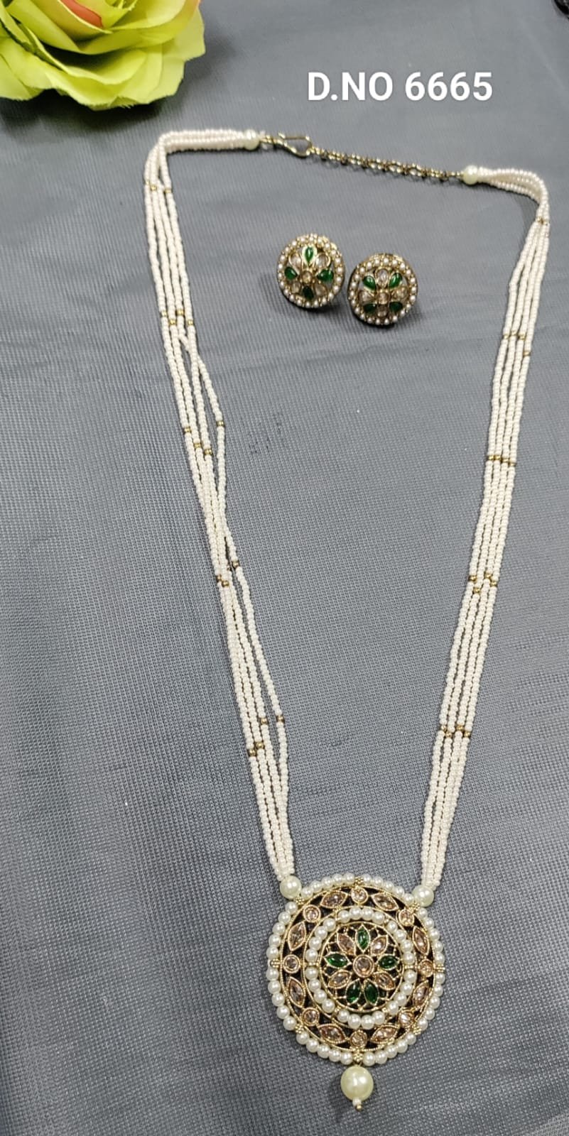 Polki Mehandi Long Necklace SKU 6665 B-1