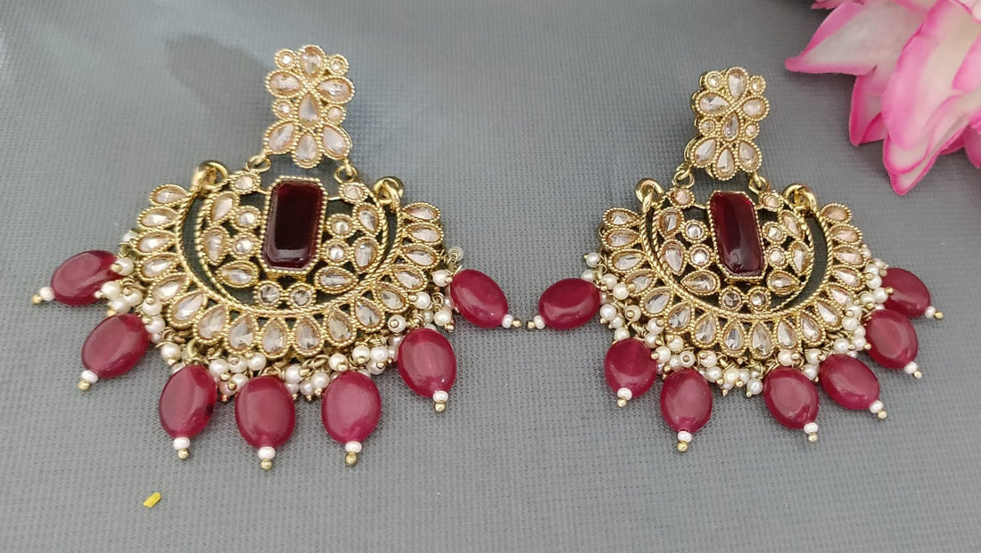 Polki Earring Mehndi Sku 5066 A1 - rchiecreation