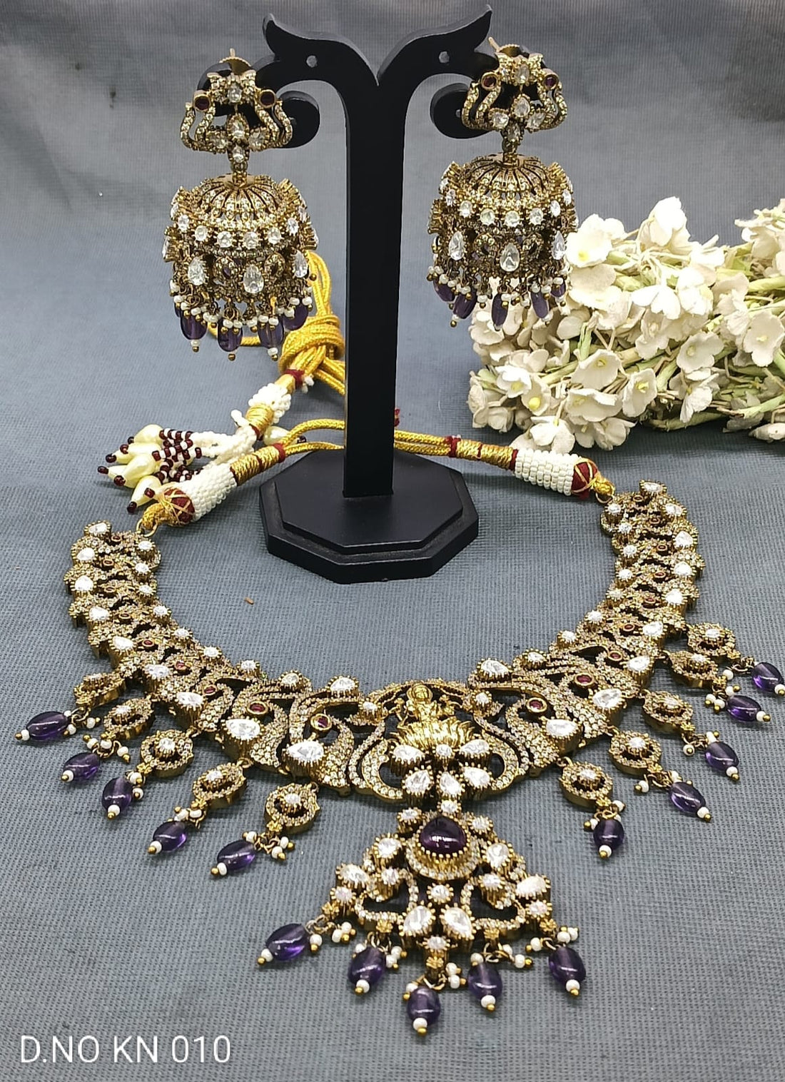 Moissanite kundan Necklace SKU-KN 010 rchiecreation