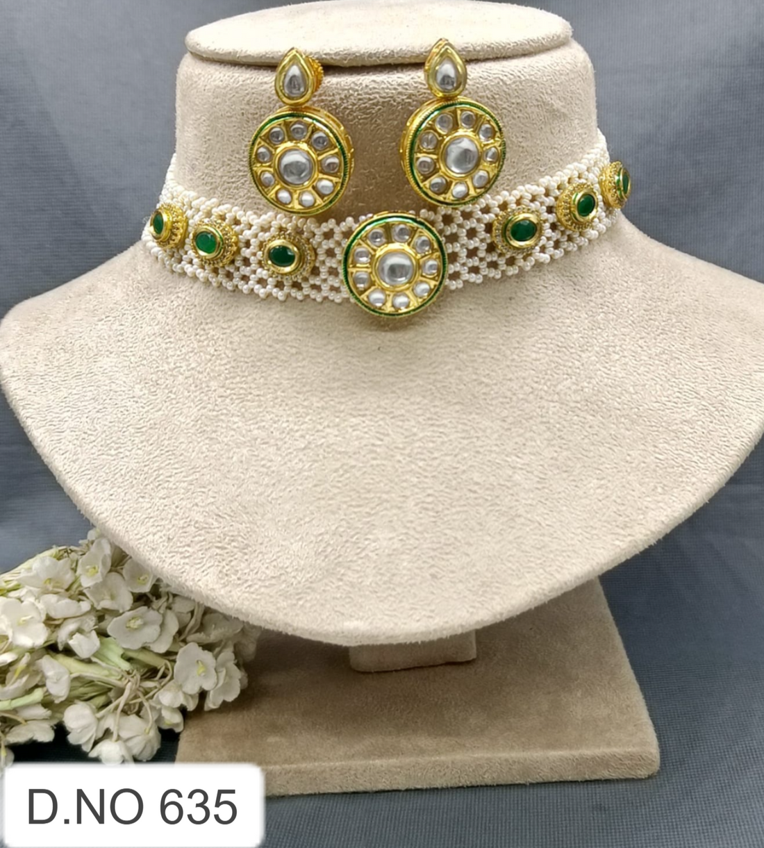 Golden pearl Kundan Choker SKU 635 D-4