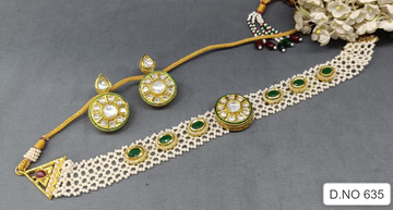 Golden pearl Kundan Choker SKU 635 D-4