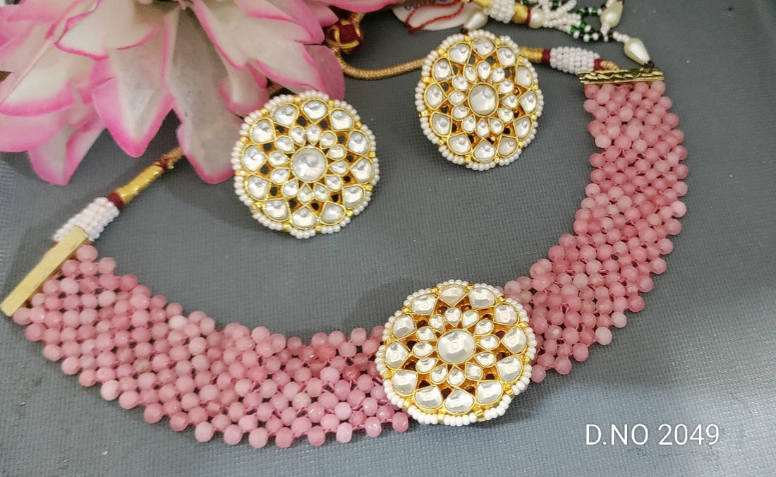 Golden Pachi Kundan Chokar Set Sku 2049