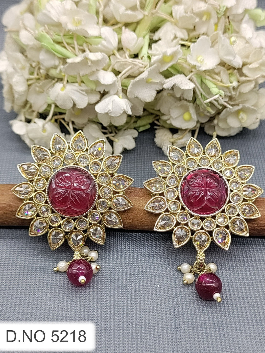 Polki Mehandi Tops& Stud Earring Sku 5218 rchiecreation